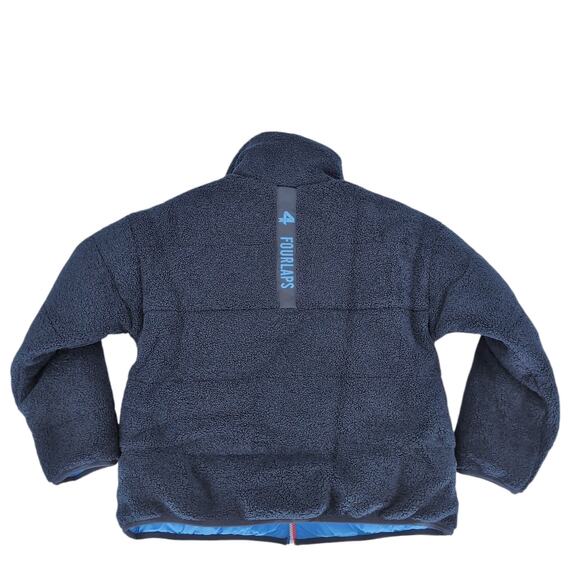 Fourlaps Polar Quilted Reversible Unisex Navy Blue Sherpa Jacket - Size S - NWT - Picture 6 of 16
